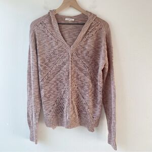 maurices light pink rose open knit hooded sweater size m medium